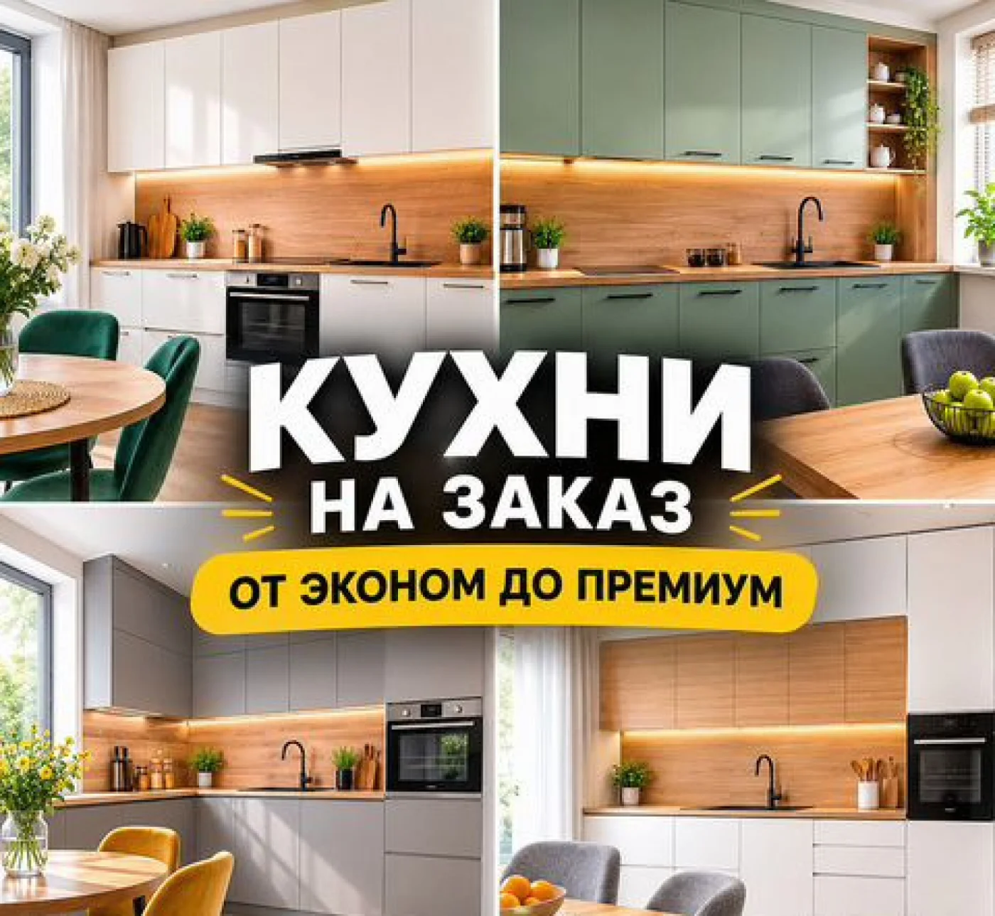 Кухни на заказ по индивидуальным размерам с доставкой и монтажом